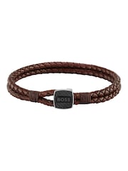BOSS Brown Gents Seal Braided Leather Bracelet - Image 1 of 3