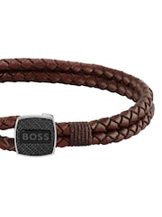 BOSS Brown Gents Seal Braided Leather Bracelet - Image 2 of 3