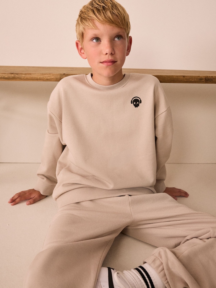 Ecru skull logo Sweatshirt Sweat Hoodie (3-16yrs) - Image 1 of 6