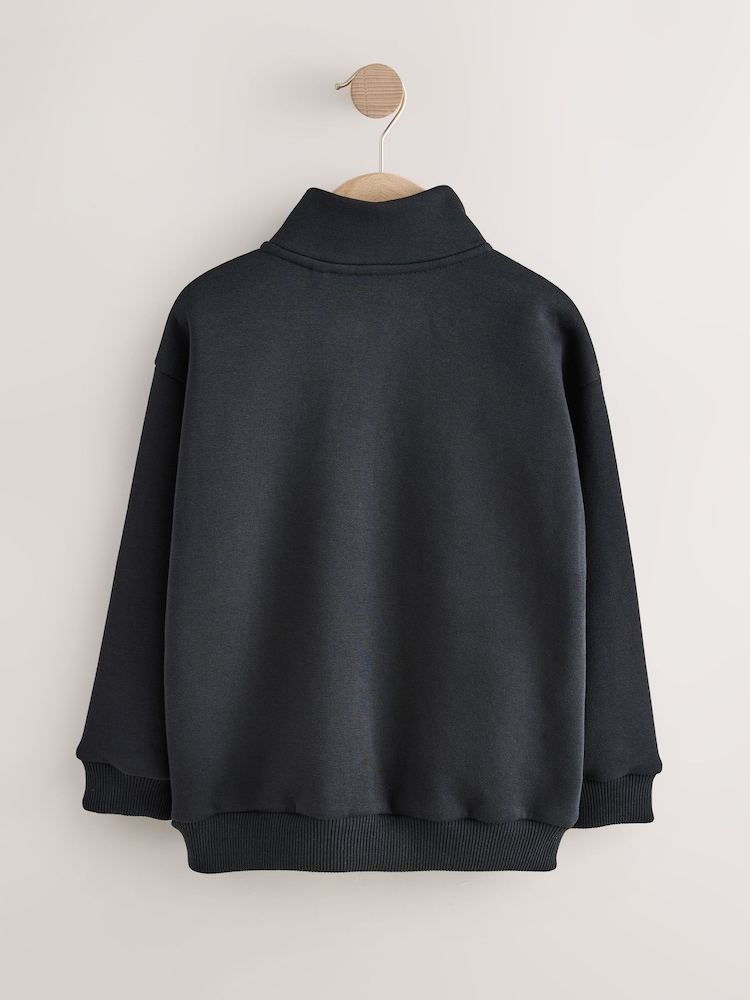 Black Smart Funnel Neck Quarter Zip Through Sweat Top (3-16yrs) - Image 2 of 4 Black Smart Funnel Neck Quarter Zip Through Sweat Top (3-16yrs) - Image 2 of 4