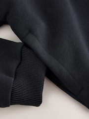 Black Smart Funnel Neck Quarter Zip Through Sweat Top (3-16yrs) - Image 3 of 4