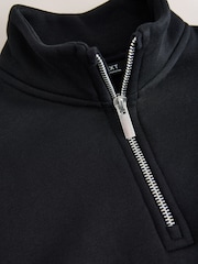 Black Smart Funnel Neck Quarter Zip Through Sweat Top (3-16yrs) - Image 4 of 4