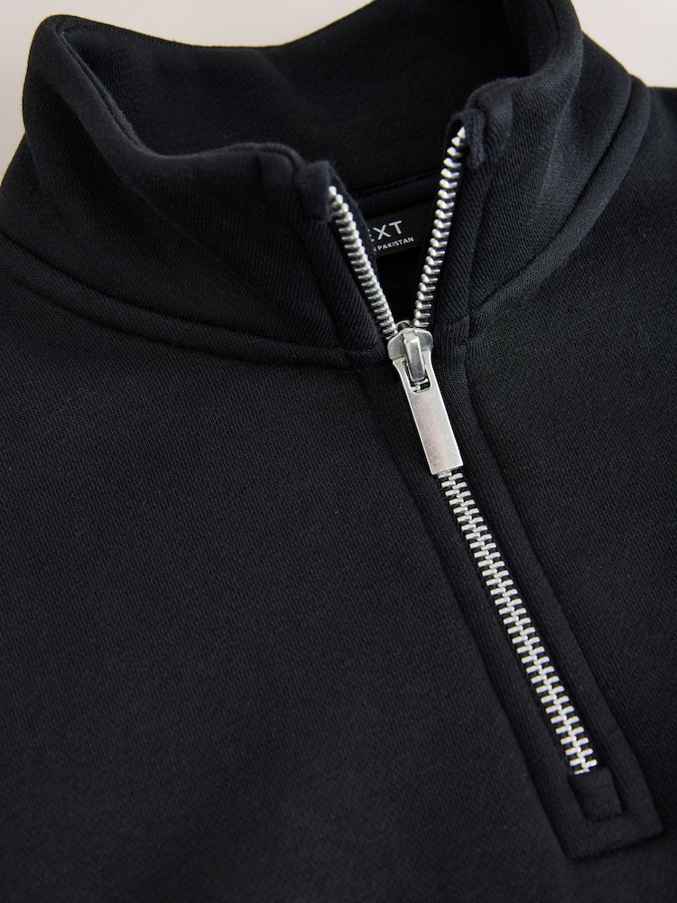 Black Smart Funnel Neck Quarter Zip Through Sweat Top (3-16yrs) - Image 4 of 4 Black Smart Funnel Neck Quarter Zip Through Sweat Top (3-16yrs) - Image 4 of 4