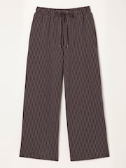 FatFace Brown Jersey Stripe Wide Leg Trousers - Image 1 of 9