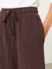 FatFace Brown Jersey Stripe Wide Leg Trousers - Image 7 of 9