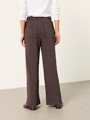 FatFace Brown Jersey Stripe Wide Leg Trousers - Image 8 of 9