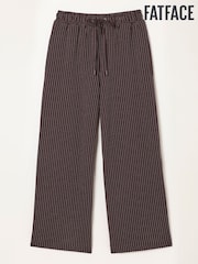 FatFace Brown Jersey Stripe Wide Leg Trousers - Image 9 of 9