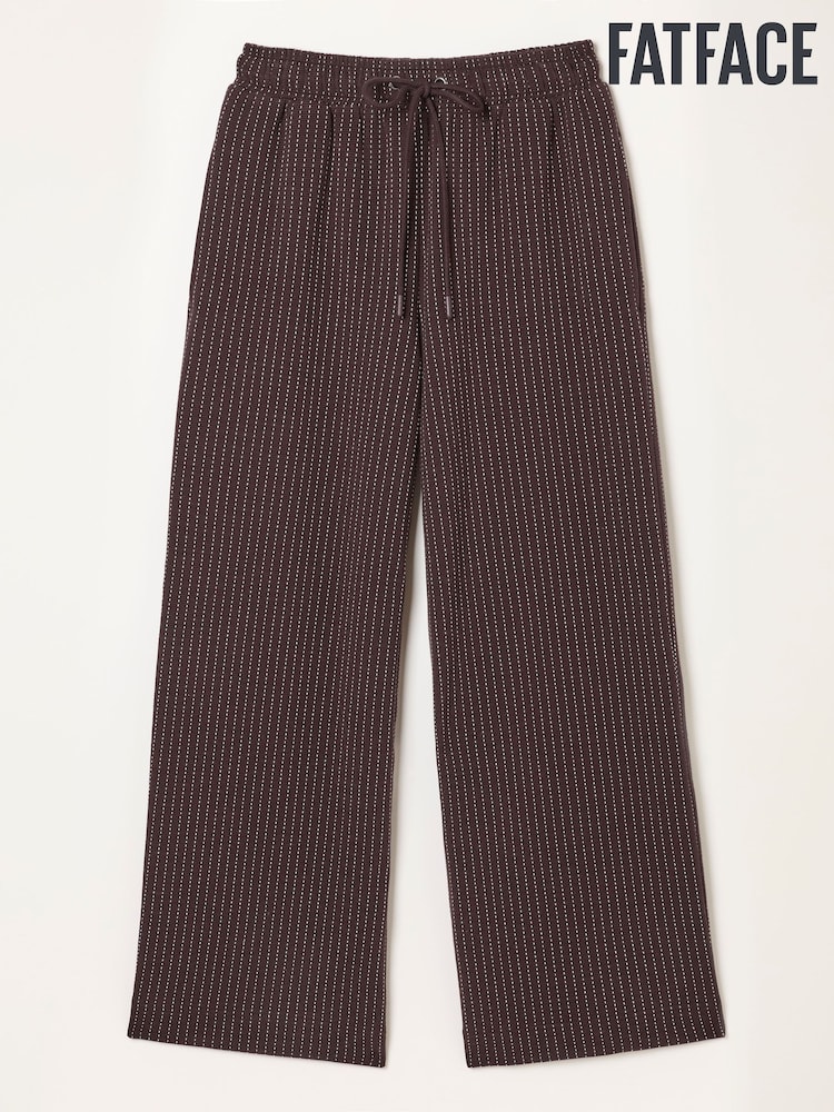 FatFace Brown Jersey Stripe Wide Leg Trousers - Image 9 of 9 FatFace Brown Jersey Stripe Wide Leg Trousers - Image 9 of 9