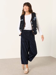 FatFace Alev Navy Barrel Cropped Cord Trousers - Image 4 of 6
