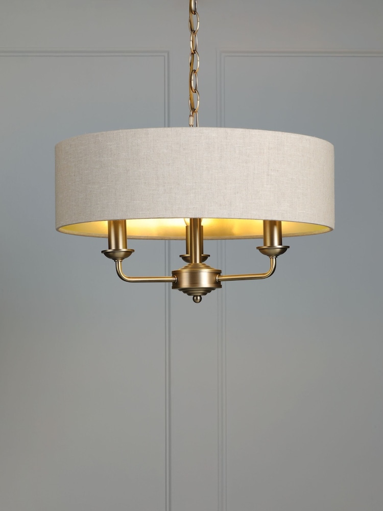 Laura Ashley Brass Sorrento 3 Arm Chandelier Matt Antique - Image 1 of 6