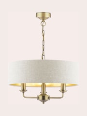 Laura Ashley Brass Sorrento 3 Arm Chandelier Matt Antique - Image 3 of 6