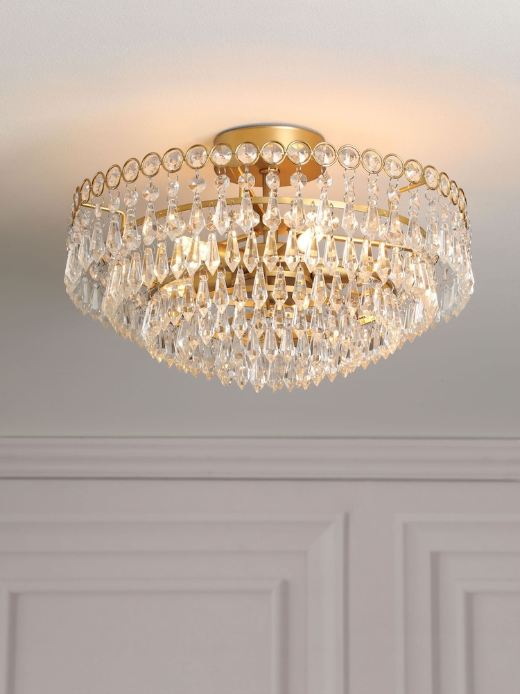 Laura Ashley Matte Antique Brass Enid 5 Light Semi Flush Ceiling Light - Image 1 of 6 Laura Ashley Matte Antique Brass Enid 5 Light Semi Flush Ceiling Light - Image 1 of 6