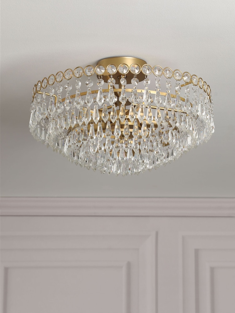 Laura Ashley Matte Antique Brass Enid 5 Light Semi Flush Ceiling Light - Image 2 of 6 Laura Ashley Matte Antique Brass Enid 5 Light Semi Flush Ceiling Light - Image 2 of 6