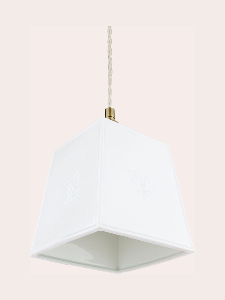 Laura Ashley Cream Porcelain Square Pendant Ceiling Light - Image 6 of 6
