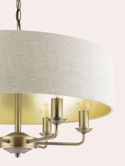 Laura Ashley Brass Sorrento 6 Arm Chandelier Matt Antique Natural Linen - Image 6 of 6