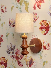 Laura Ashley Brown Millbrook Dk Stained Wood And Shade 1 Wall Light - Image 1 of 6