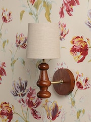 Laura Ashley Brown Millbrook Dk Stained Wood And Shade 1 Wall Light - Image 2 of 6