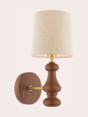 Laura Ashley Brown Millbrook Dk Stained Wood And Shade 1 Wall Light - Image 5 of 6