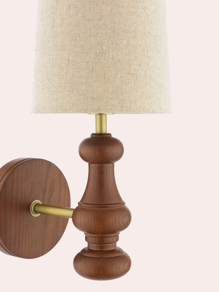Laura Ashley Brown Millbrook Dk Stained Wood And Shade 1 Wall Light - Image 6 of 6