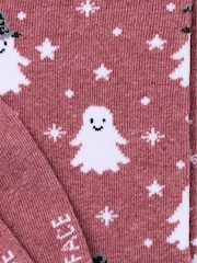FatFace Berry Pink Halloween Ghost Socks - Image 2 of 2