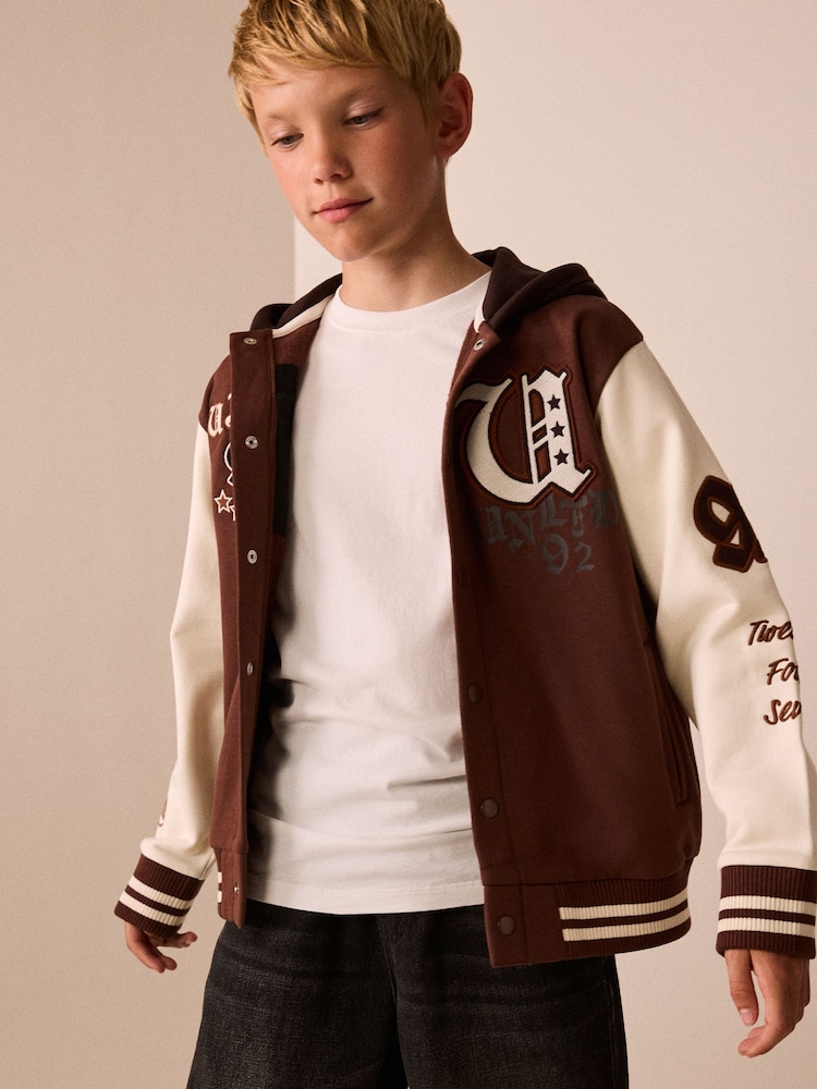 Brown Graphic Print Bomber Jacket (3-16yrs) - Image 2 of 5 Brown Graphic Print Bomber Jacket (3-16yrs) - Image 2 of 5