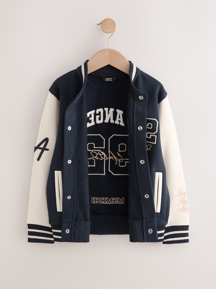 Navy Graphic Print Bomber Jacket (3-16yrs) - Image 2 of 5 Navy Graphic Print Bomber Jacket (3-16yrs) - Image 2 of 5