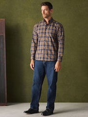 Navy/Yellow Check Regular Fit Easy Iron Button Down Long Sleeve Oxford Check Shirt - Image 2 of 8