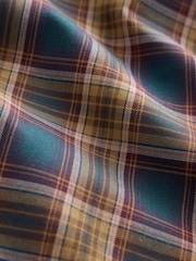 Navy/Yellow Check Regular Fit Easy Iron Button Down Long Sleeve Oxford Check Shirt - Image 7 of 8