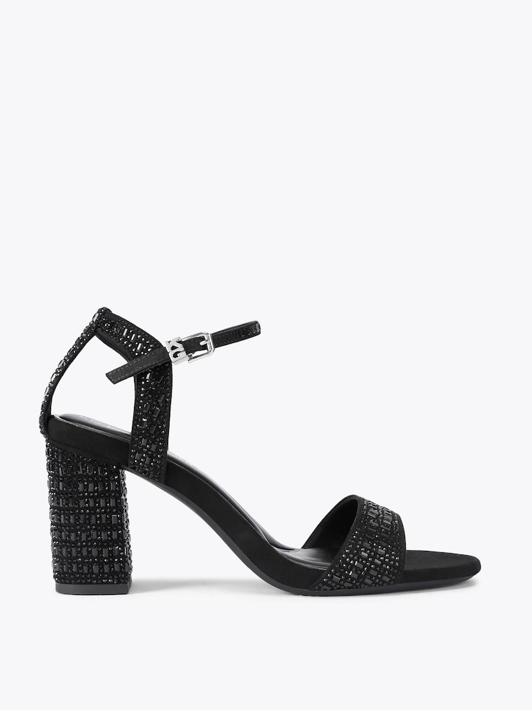KG Kurt Geiger Black Fleur Bling Sandals - Image 1 of 4 KG Kurt Geiger Black Fleur Bling Sandals - Image 1 of 4