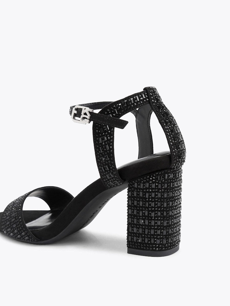 KG Kurt Geiger Black Fleur Bling Sandals - Image 2 of 4 KG Kurt Geiger Black Fleur Bling Sandals - Image 2 of 4