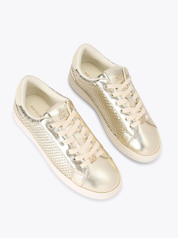KG Kurt Geiger Gold Liza Weave Trainers - Image 2 of 4