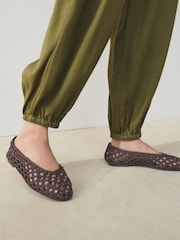 Chocolate Brown/Khaki Green Balloon Trousers With Linen 2 Pack - Image 6 of 10
