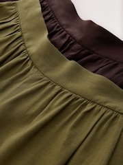 Chocolate Brown/Khaki Green Balloon Trousers With Linen 2 Pack - Image 9 of 10