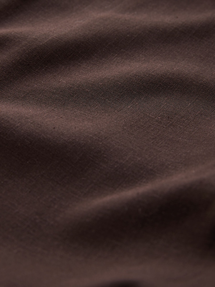 Chocolate/Neutral/Navy 3 Pack Pull On Wide Leg Trousers With Linen - Image 10 of 10