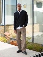 Black N. Premium Ribbed Knitted Zip Through Jumper - Image 2 of 6
