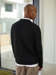 Black N. Premium Ribbed Knitted Zip Through Jumper - Image 3 of 6