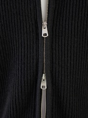 Black N. Premium Ribbed Knitted Zip Through Jumper - Image 6 of 6