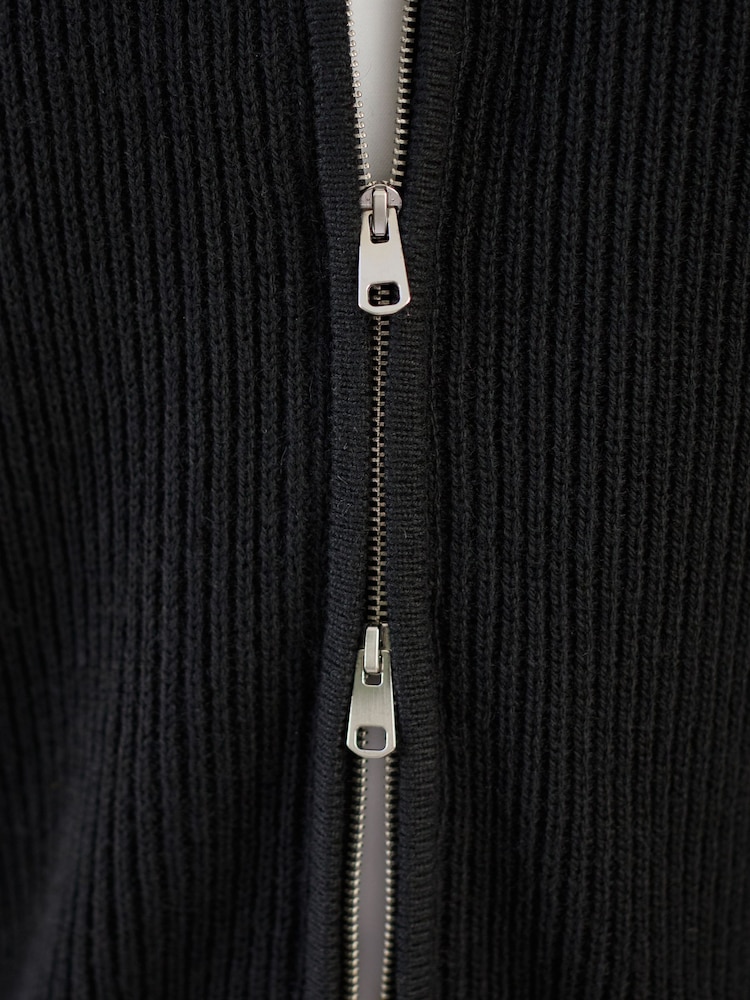 Black N. Premium Ribbed Knitted Zip Through Jumper - Image 6 of 6 Black N. Premium Ribbed Knitted Zip Through Jumper - Image 6 of 6