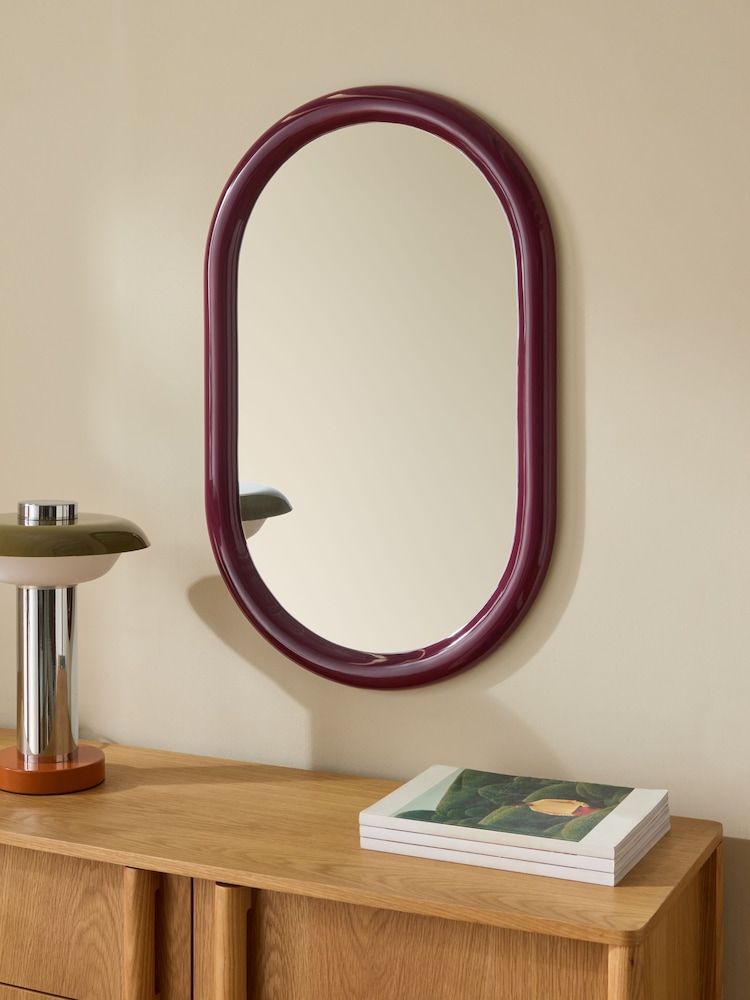 MADE.COM Burgundy Red Reya Oval Mirror - Image 1 of 5