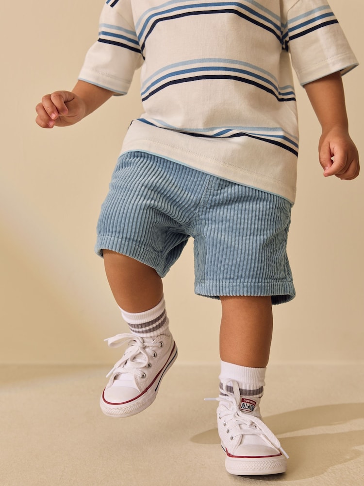Mid Blue Corduroy Pull On Shorts (3mths-7yrs) - Image 1 of 8