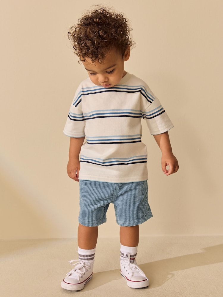 Mid Blue Corduroy Pull On Shorts (3mths-7yrs) - Image 2 of 8