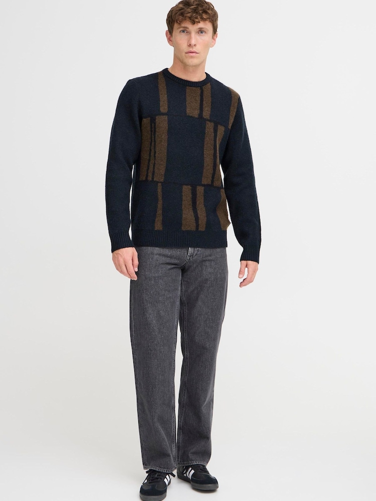 Blend Blue BHBert Abstract Crew Neck Jumper - Image 1 of 5 Blend Blue BHBert Abstract Crew Neck Jumper - Image 1 of 5