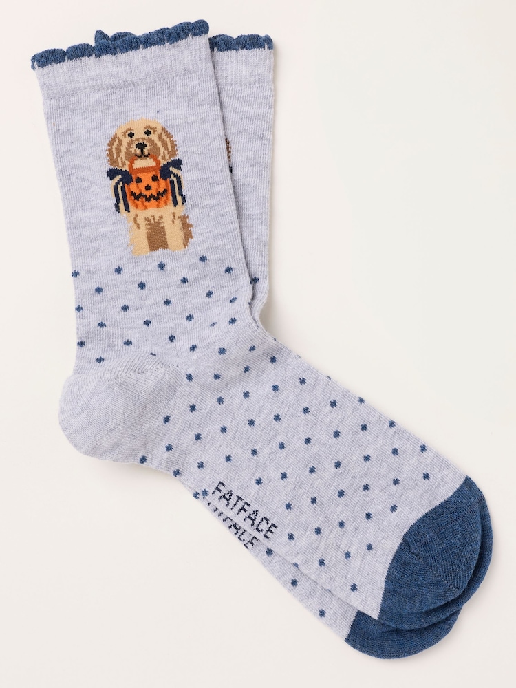 FatFace Grey Halloween Dog Socks - Image 1 of 2 FatFace Grey Halloween Dog Socks - Image 1 of 2