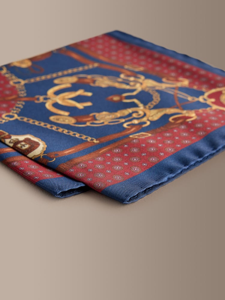 Navy Silk Pocket Square - Image 2 of 3