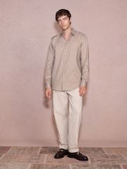 Neutral Regular Fit Cotton Rich Textured Easy Care Smart Shirt - Image 2 of 8