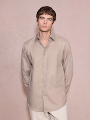 Neutral Regular Fit Cotton Rich Textured Easy Care Smart Shirt - Image 5 of 8