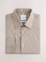 Neutral Regular Fit Cotton Rich Textured Easy Care Smart Shirt - Image 6 of 8