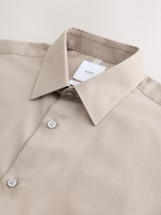 Neutral Regular Fit Cotton Rich Textured Easy Care Smart Shirt - Image 7 of 8