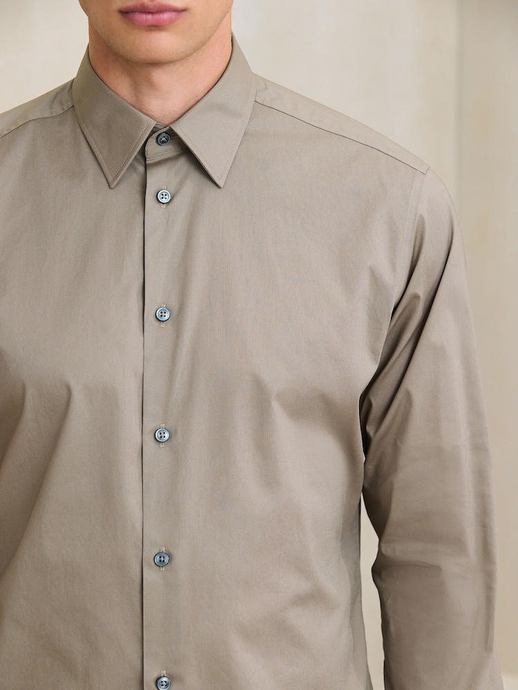 Neutral N. Premium Cotton Stretch Shirt and Tonal Tie and Tie Clip Set - Image 5 of 5 Neutral N. Premium Cotton Stretch Shirt and Tonal Tie and Tie Clip Set - Image 5 of 5