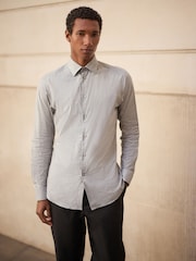 Grey N. Premium Slim Fit Cotton Stretch Gingham Check Formal Shirt - Image 1 of 8